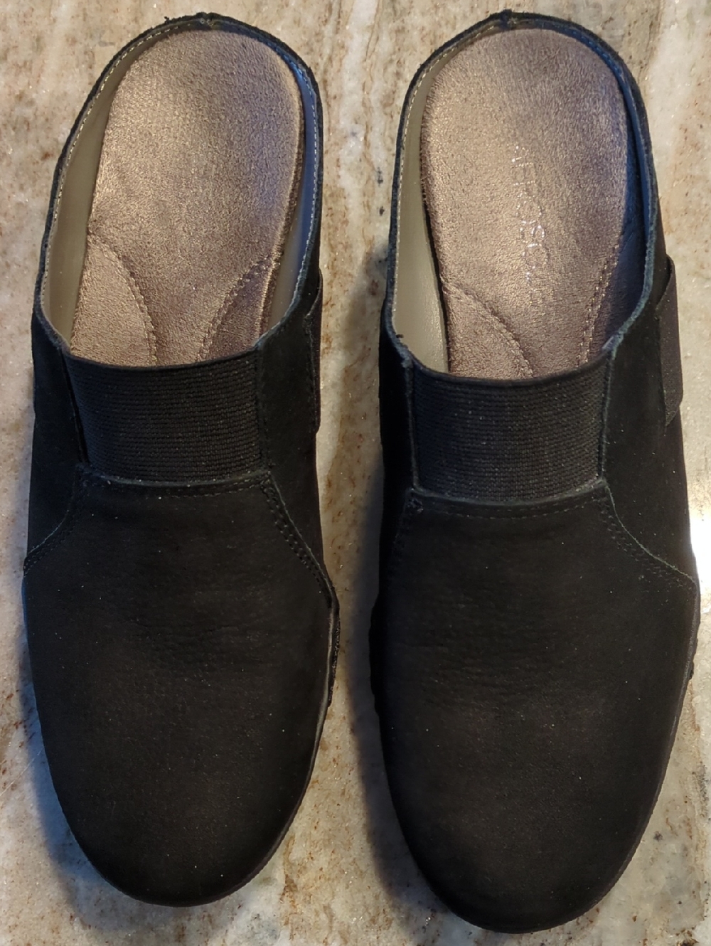 Women's Black Suede Slip-On Clog -Aerosoles